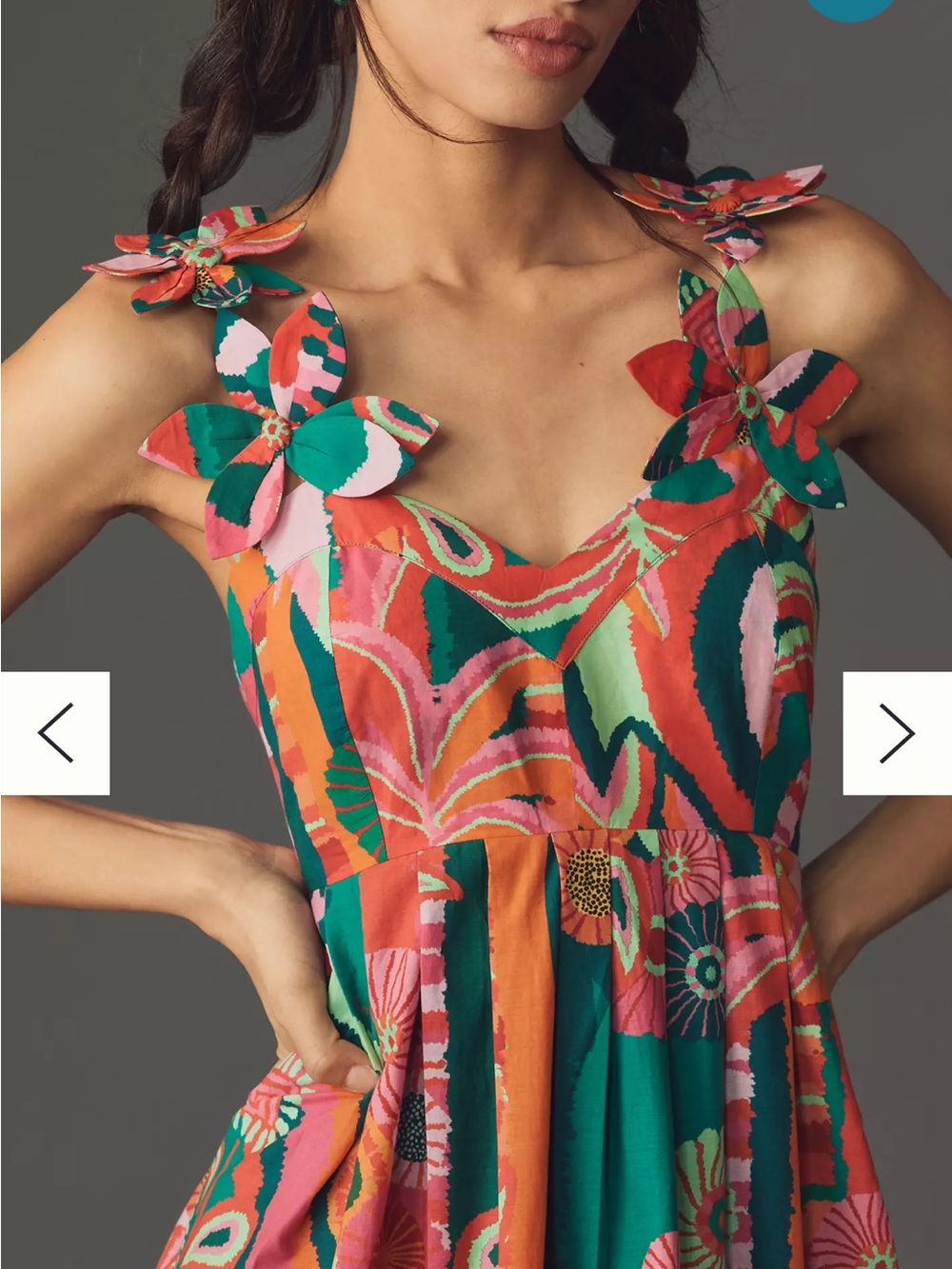 FARM Rio Teal Floral Print Maxi Dress with Pink & Orange - Picture 6 of 7